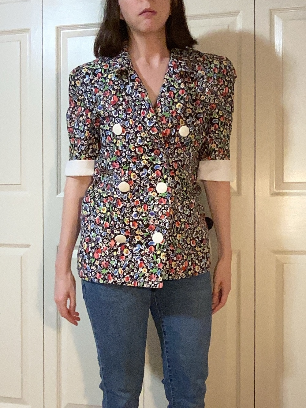 Vintage 80s Leslie Fay Floral Jacket